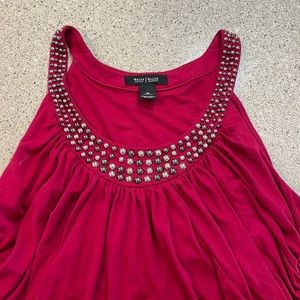 White House Black Market Raspberry Knit Studded Tank with built in bra
